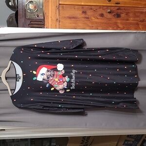 NWT Dress Works Womens  Holiday Christmas Dress "Bah Hum Pug" Black Sz XL